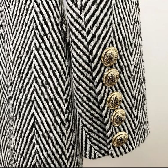 Double breasted striped wool coat - Picture 3 of 10